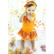 Thanksgiving Orange Baby Bodysuit Bling Orange Sequins Pettiskirt & Sparkle Rhinestone Baby Turkey Print JS4723